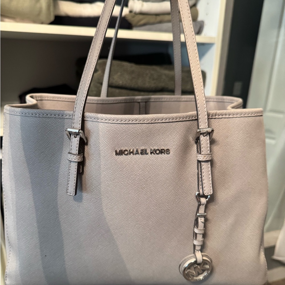 Michael Kors Gray Structured Tote with Signature Charm